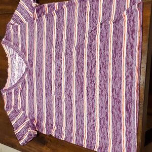 Mudd women's v neck stripped multi color tee shirt.
